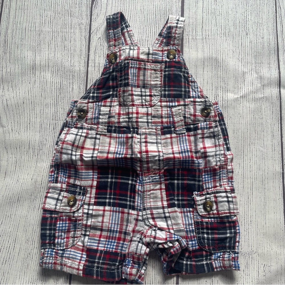 Gymboree Patchwork Plaid Shortall Size 3-6 months